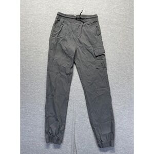 DKNY Cargo Pants Youth Large (14/16) Gray Travel Gorpcore Tapered Leg Drawstring
